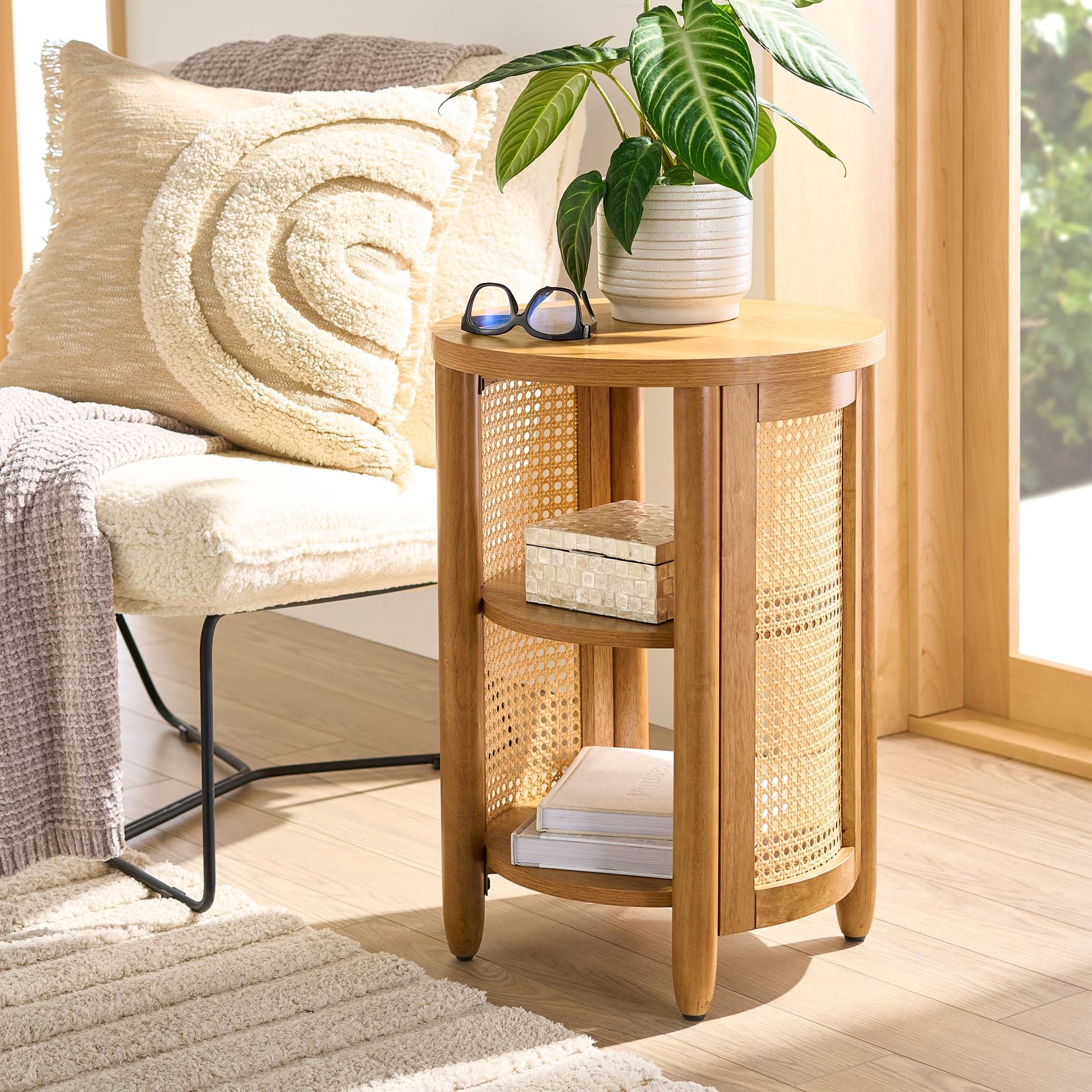 Gardens Springwood Caning Side Table, Light Honey Finish