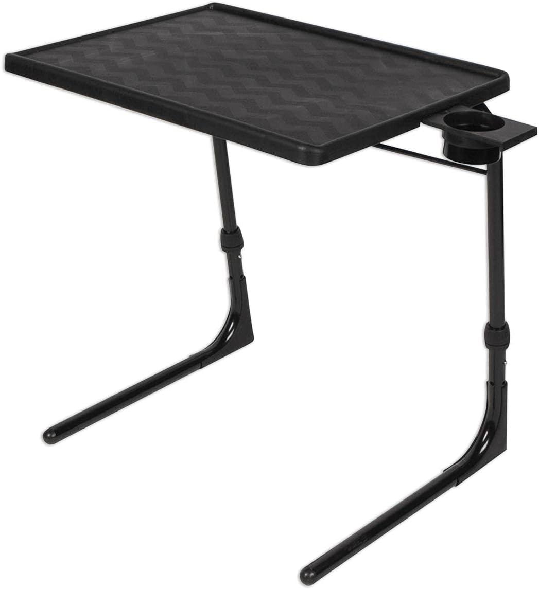 Table-Mate II Plus   Adjustable Folding TV Tray with Cup Holder, Black