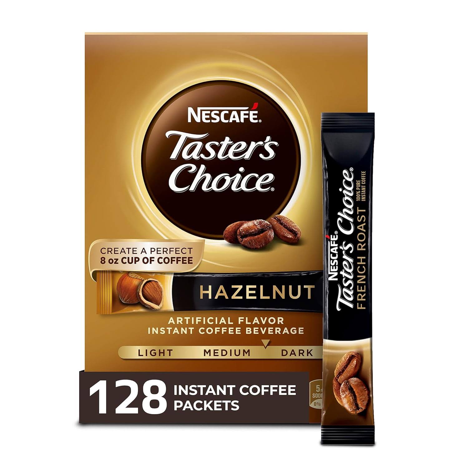 Nescafe Taster s Choice  Coffee Beverage, Hazelnut, 16 count (Pack of 8)