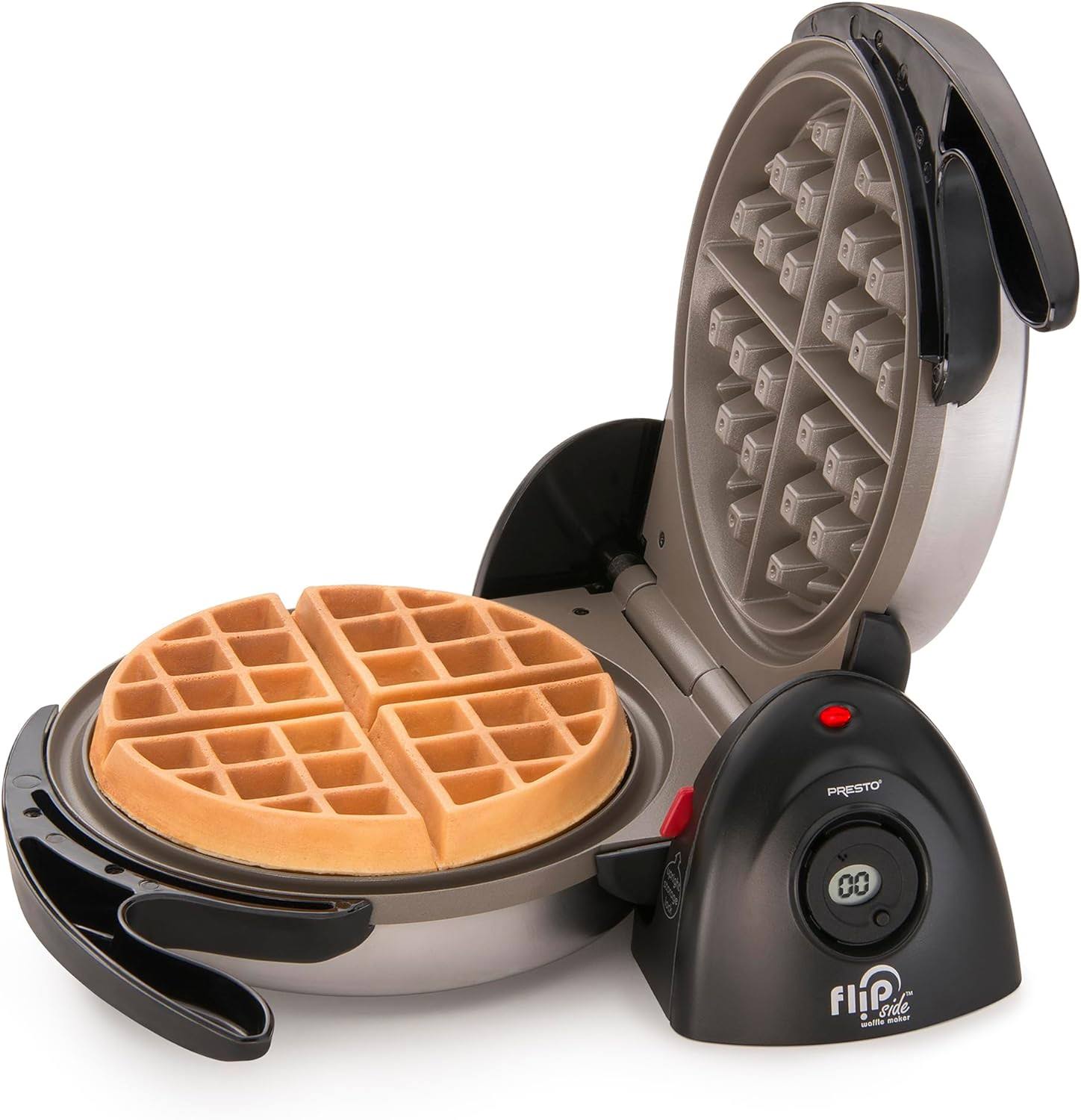 Ceramic Flipside Belgian Waffle Maker, 7 inches (Pack of 1), BlackGray