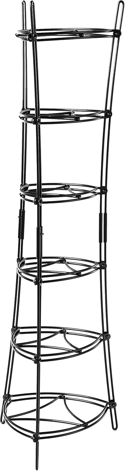 6-Tier, Kitchen and Pantry Cast Iron Cookware Storage Organizing Tower, Steel Construction, Matte Black , 32.67  x 20.19  x 6