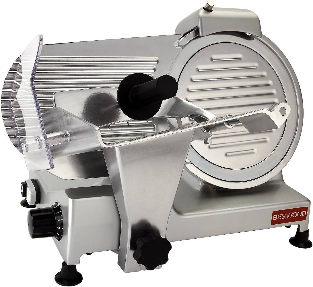 10  Premium Chromium-plated Steel Blade Electric Deli Meat Cheese Food Slicer Commercial and for Home use 240W BESWOOD250