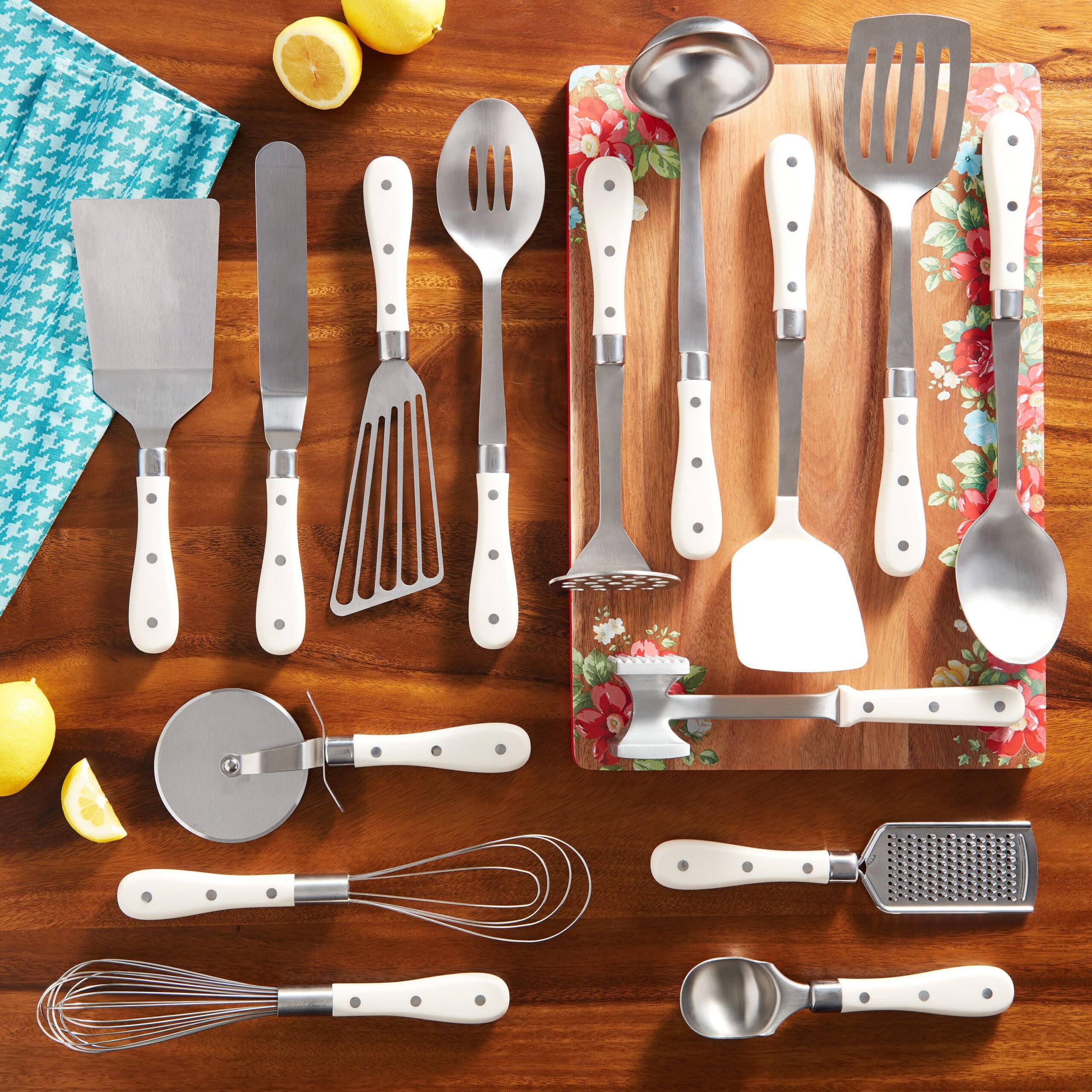 The Pioneer Woman Frontier Collection White 15 Piece All-in-One Tool and Gadget Set, Linen