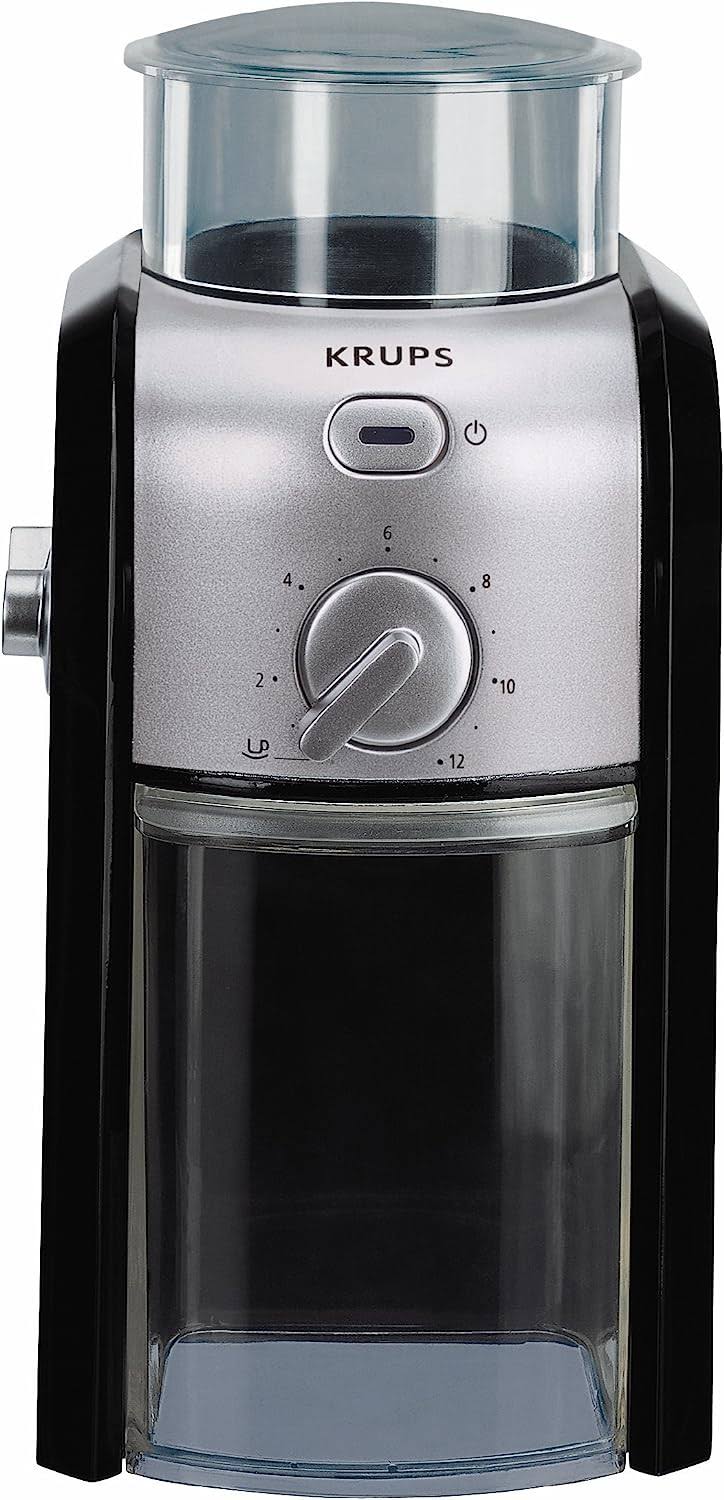 KRUPS GVX212 Coffee Grinder, 17-Grind fineness settings, Black and Metal