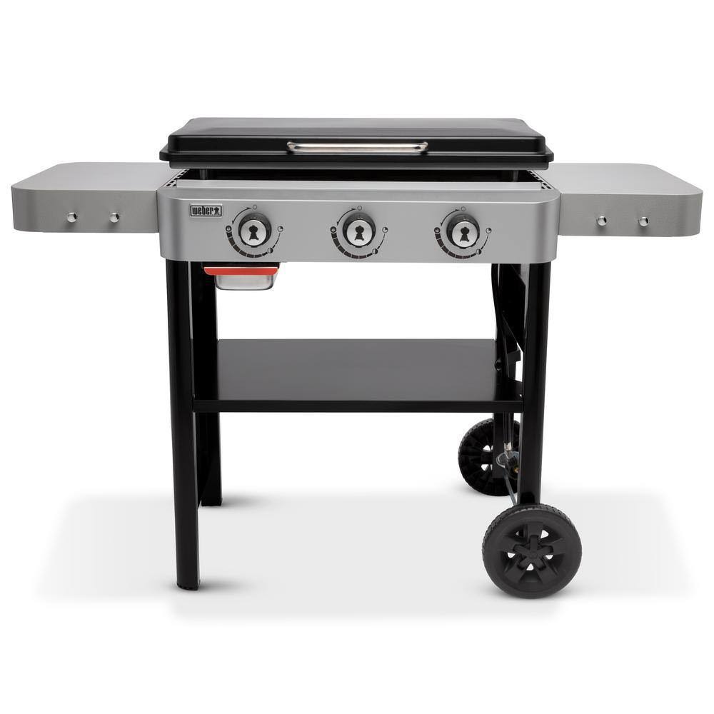 43310201 3 Burner Propane Gas Grill 28 in. Flat Top Griddle in Black