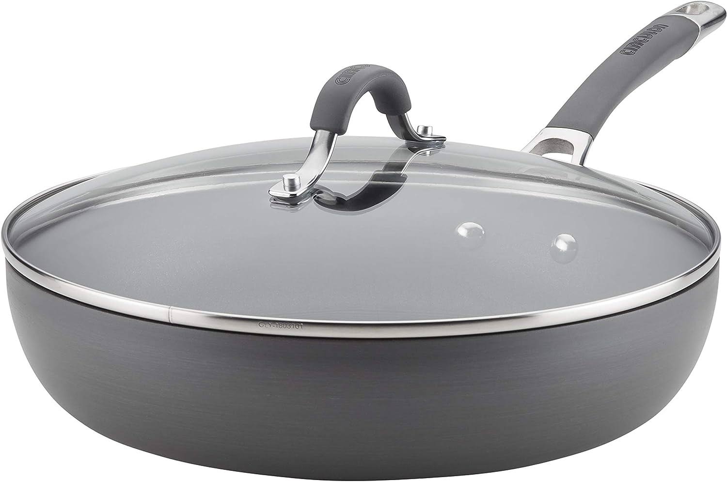 Circulon Radiance Deep Hard Anodized Nonstick Frying Pan /Skillet with Lid   12 Inch, Gray