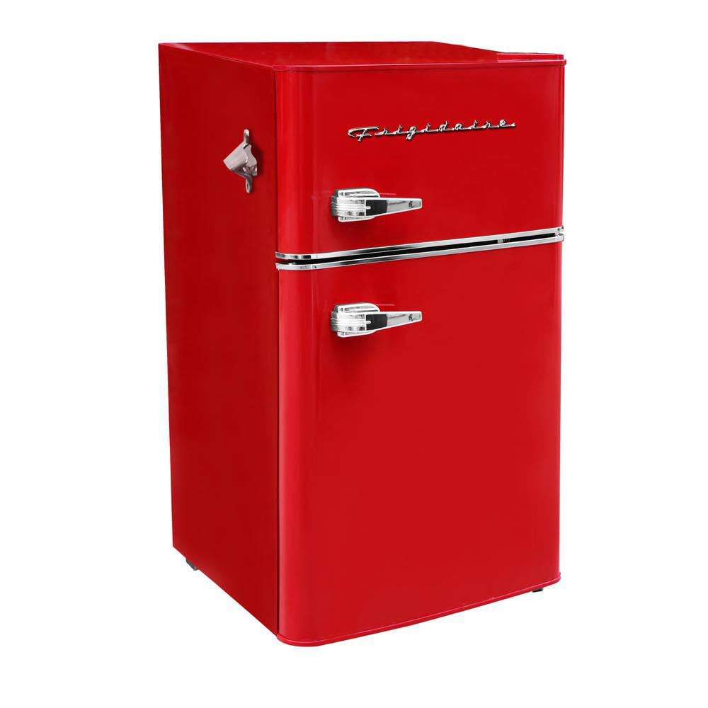 Retro 3.2 Cu ft Two Door Compact Refrigerator with Freezer, Red