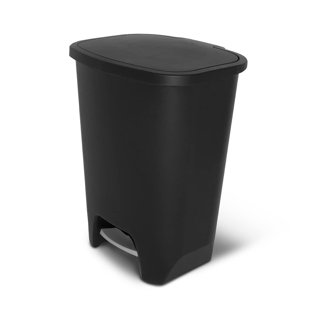 20 Gallon Trash Can   Plastic Kitchen Waste Bin with Odor Protection of Lid   Hands Free with Step On Foot Pedal and Garbage Bag Rings, Black
