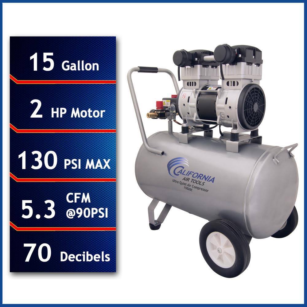 California Air Tools 15020C 15 Gal. 2.0 HP Ultra Quiet and Oil-Free Air Compressor