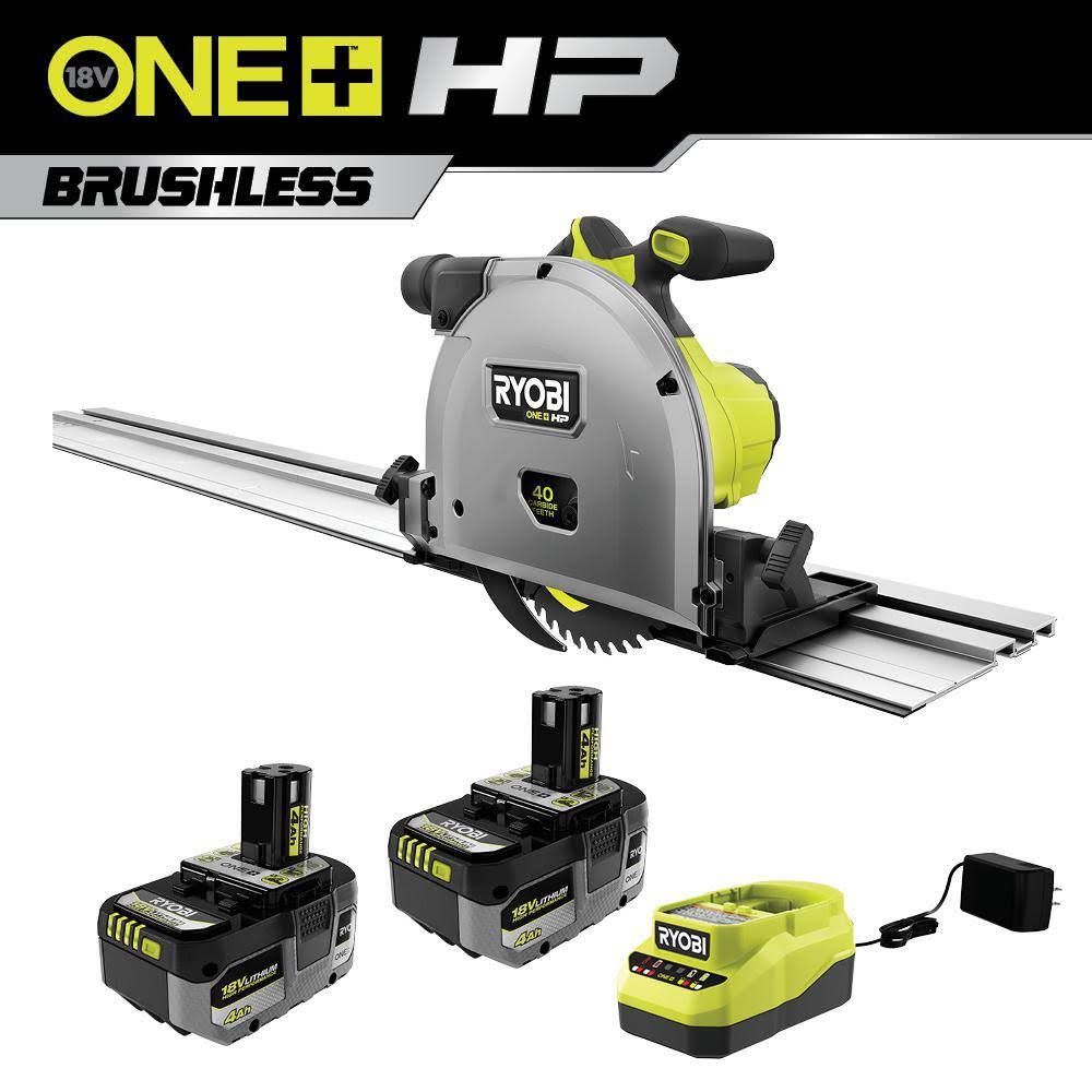 PTS01K-PBP004 ONE+ HP 18V Brushless Cordless 6-1/2 in. Track Saw Kit with (2) 4.0 Ah HIGH PERFORMANCE Batteries and Charger