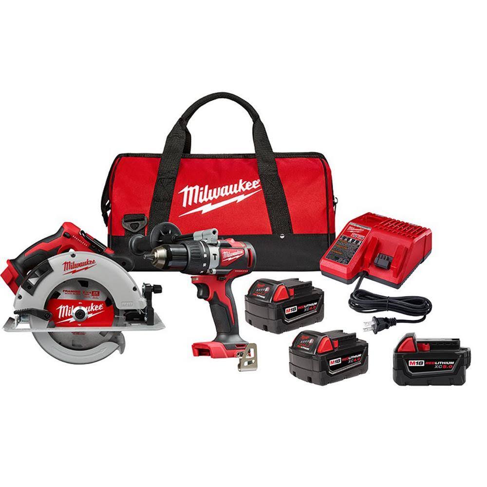 2992-22-48-11-1850 M18 18V Lithium-Ion Brushless Cordless Hammer Drill/Circular Saw Combo Kit (2-Tool) w/2 4.0   1 5.0 Ah Batteries