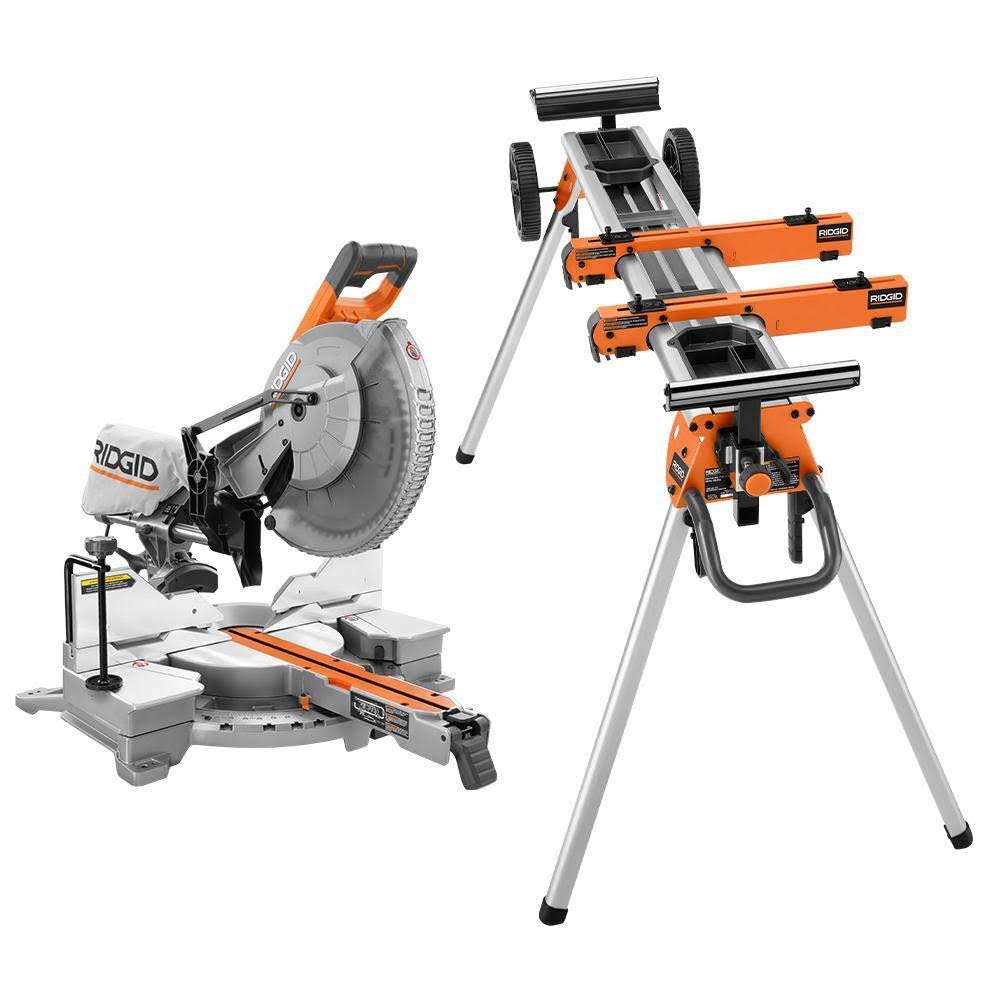 R4222-AC9960 15 Amp 12 in. Corded Dual Bevel Sliding Miter Saw with 70 Deg. Miter Capacity with Professional Compact Miter Saw Stand