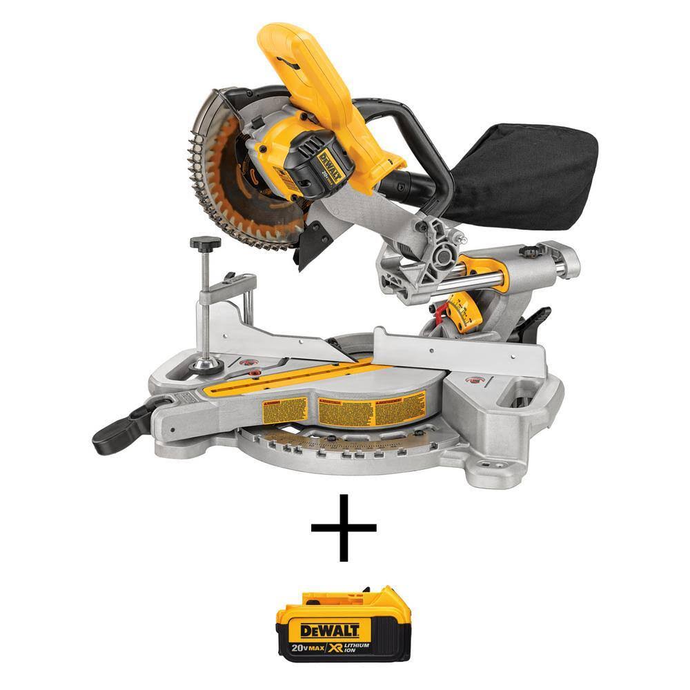 DCS361BW204 20V MAX Cordless 7-1/4 in. Sliding Miter Saw and (1) 20V MAX XR Premium Lithium-Ion 4.0Ah Battery
