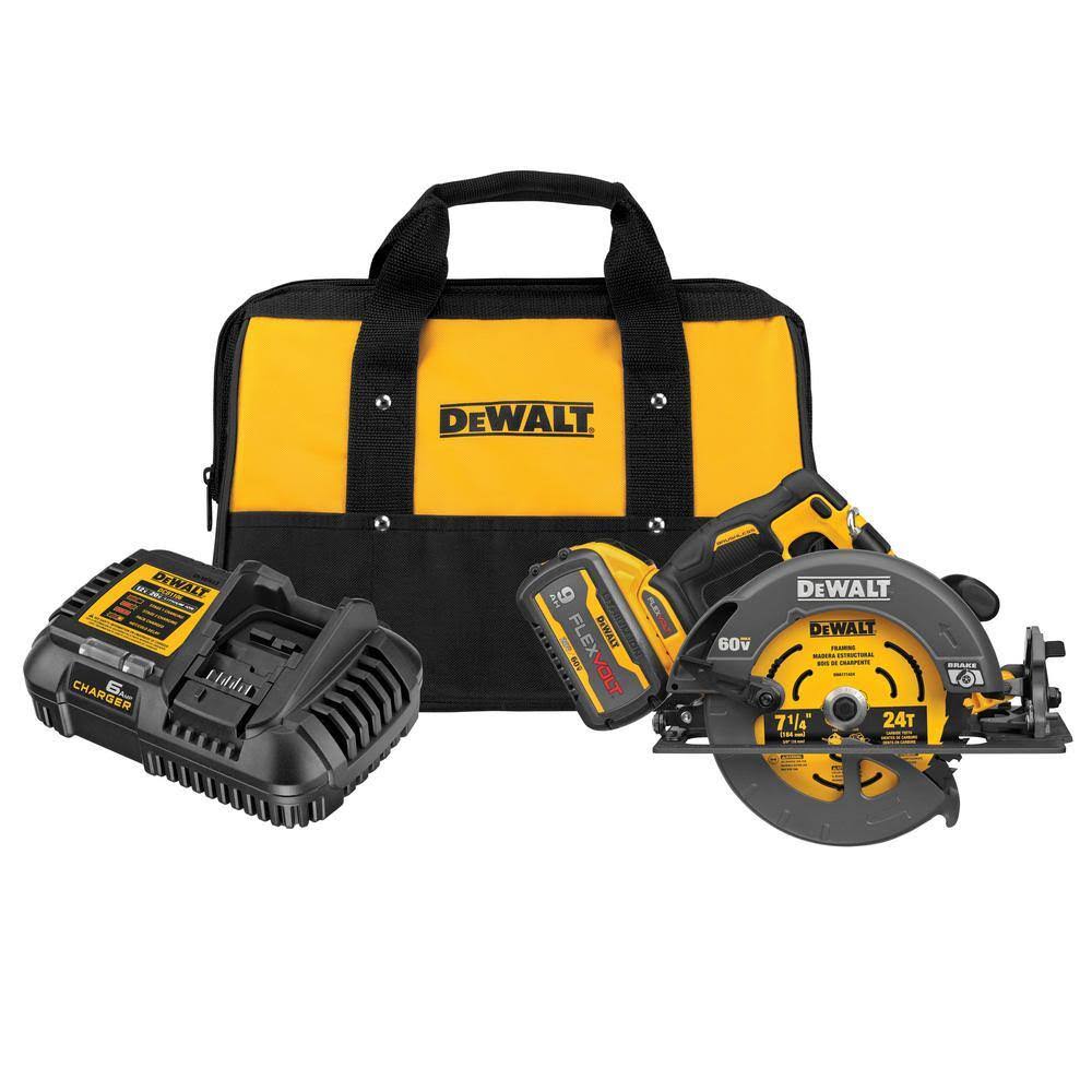 DCS578X1 VOLT 60V MAX Cordless Brushless 7-1/4 in. Sidewinder Style Circular Saw with Brake with (1) VOLT 9.0Ah Battery