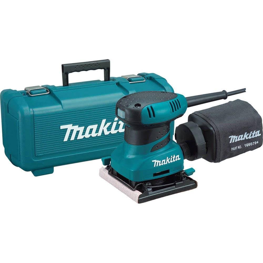 BO4556K 2 Amp Corded 1/4 Sheet Finishing Sander with 60G Paper, 100G Paper, 150G Paper, Dust Bag, Punch Plate, Hard Case