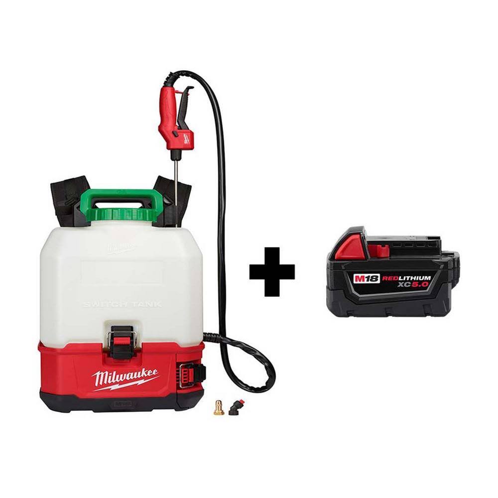 2820-20ps-48-11-1850 M18 18-Volt 4 Gal. Lithium-Ion Cordless Switch Tank Backpack Pesticide Sprayer with M18 5.0 Ah Battery