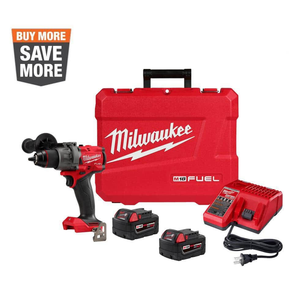 2904-22 M18 FUEL 18V Lithium-Ion Brushless Cordless 1/2 in. Hammer Drill Driver Kit with Two 5.0 Ah Batteries and Hard Case