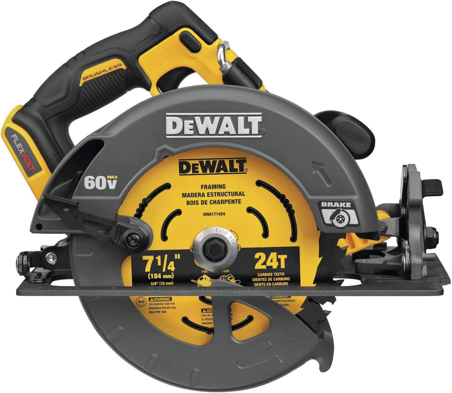 VOLT 60V MAX* Circular Saw with Brake, 7-1/4-Inch, Tool Only (DCS578B)