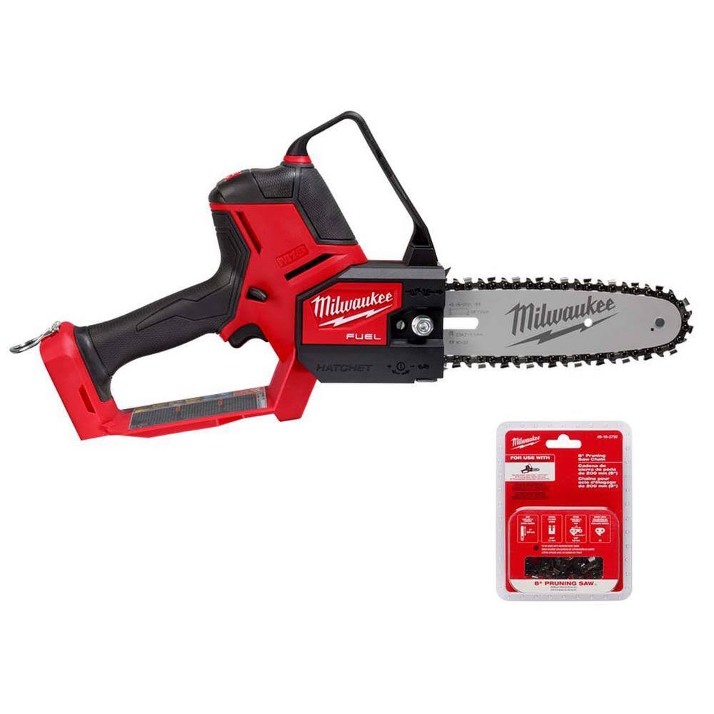 3004-20-49-16-2750 M18 FUEL 8 in. 18V Lithium-Ion Brushless Electric Battery Chainsaw HATCHET Pruning Saw with Extra 8 in. Saw Chain