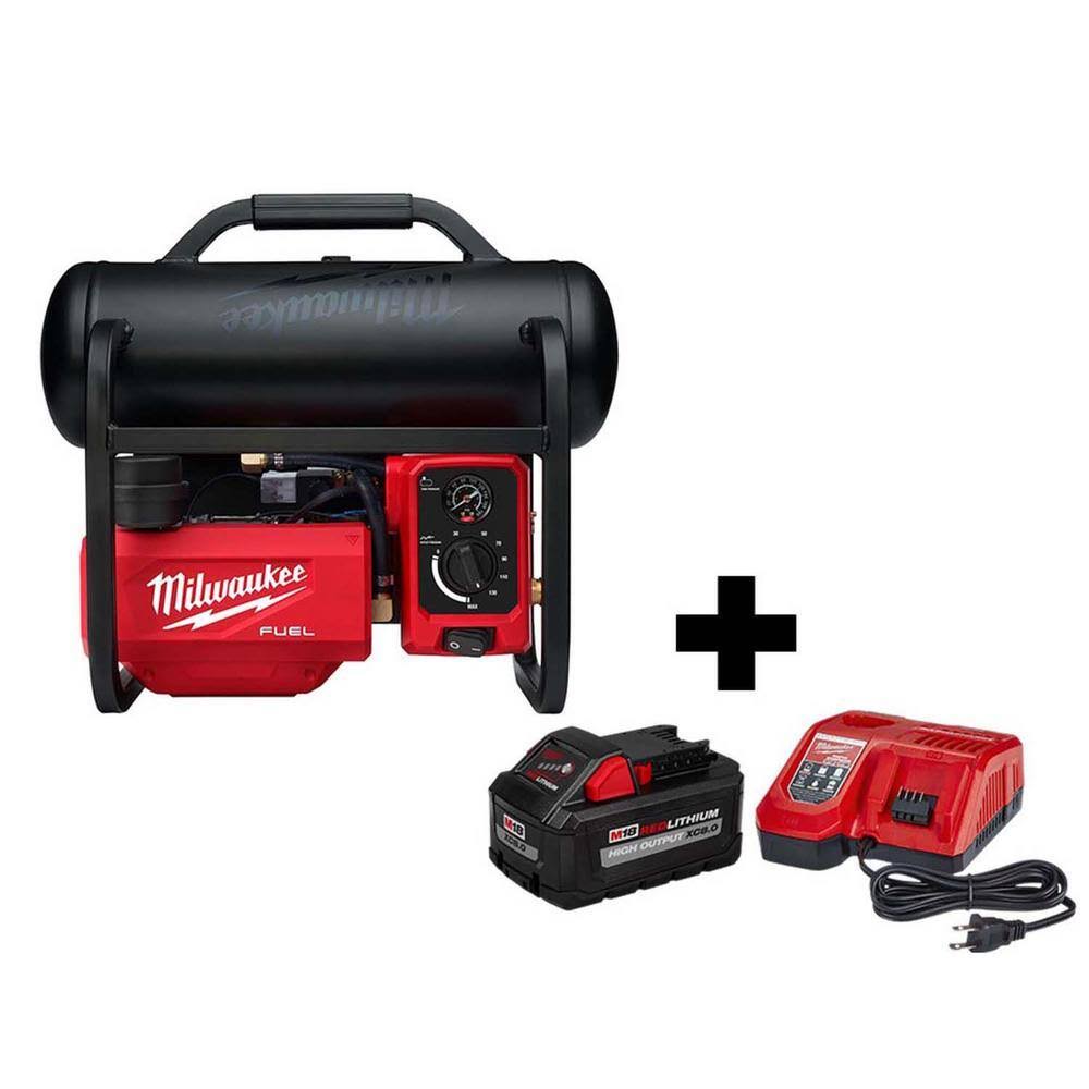 2840-20-48-59-1880 M18 FUEL 18-Volt Lithium-Ion Brushless Cordless 2 Gal. Electric Compact Quiet Compressor Kit W/ 8.0 Ah Battery   Charger