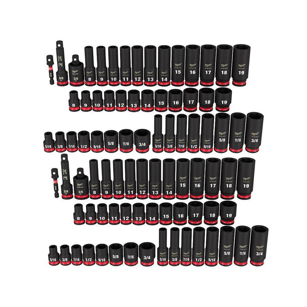 49-66-7009-49-66-7009 SHOCKWAVE 3/8 in. Drive SAE and Metric 6 Point Impact Socket Set (86-Piece)