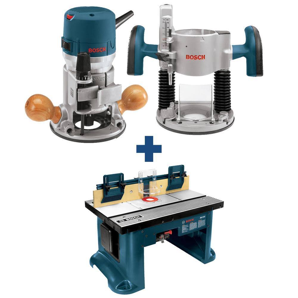 1617EVSPKRA1181 12 Amp 2-1/4 HP Variable Speed Plunge and Fixed Base Corded Router Kit with Bonus 15 Amp Corded Benchtop Router Table