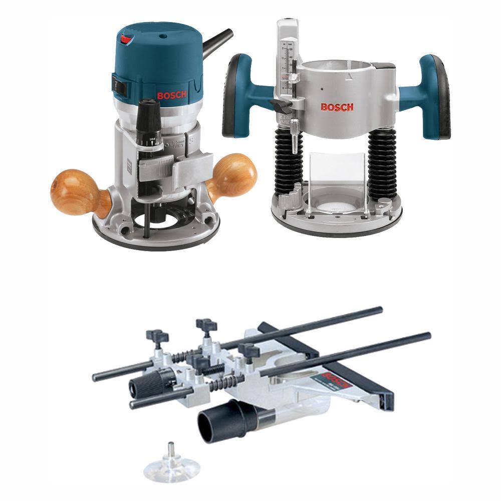 1617EVSPKRA1054 12 Amp 2-1/4 HP Plunge and Fixed Base Corded Router Kit with Bonus Guide, Dust Extraction Hood and Adapter