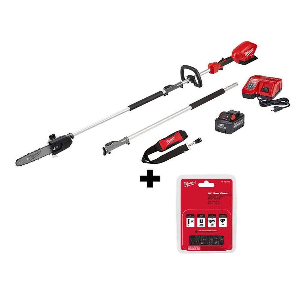 2825-21PS-49-16-2723 M18 FUEL 10 in. 18-Volt Lithium-Ion Brushless Cordless Pole Saw Kit with 8.0 Ah Battery and 10 in. Saw Chain