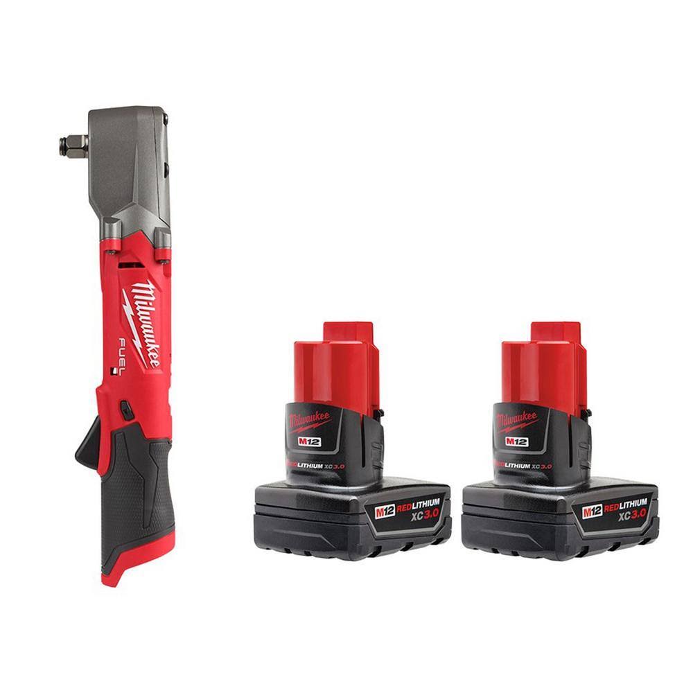 2565-20-48-11-2412 M12 FUEL 12V Lithium-Ion Brushless Cordless 1/2 in. Right Angle Impact Wrench With 3.0 Ah Battery Pack (2-Pack)
