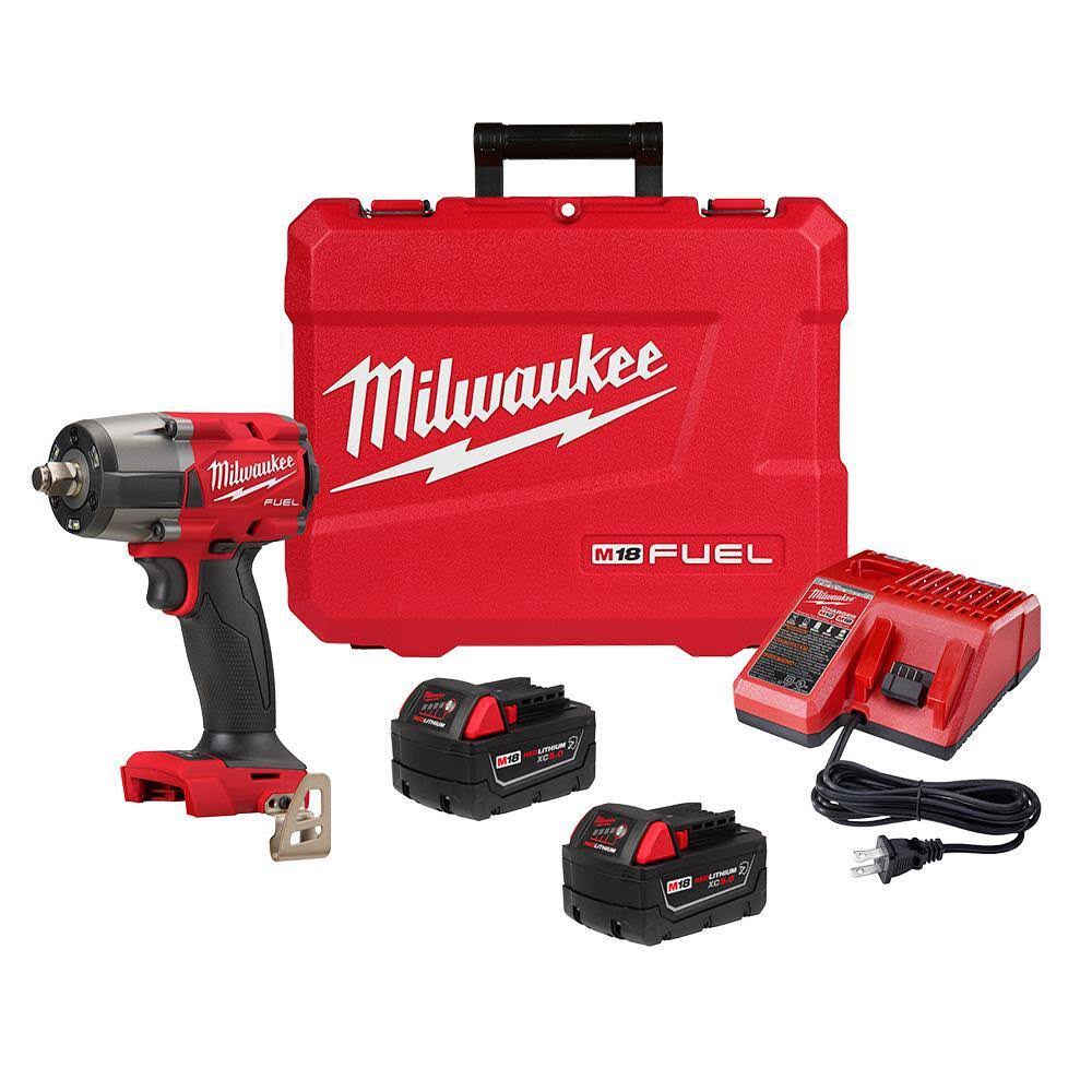 2962-22R M18 FUEL 18V Lithium-Ion Brushless Cordless 1/2 in. Mid-Torque Impact Wrench with Friction  Kit, Resistant Batteries