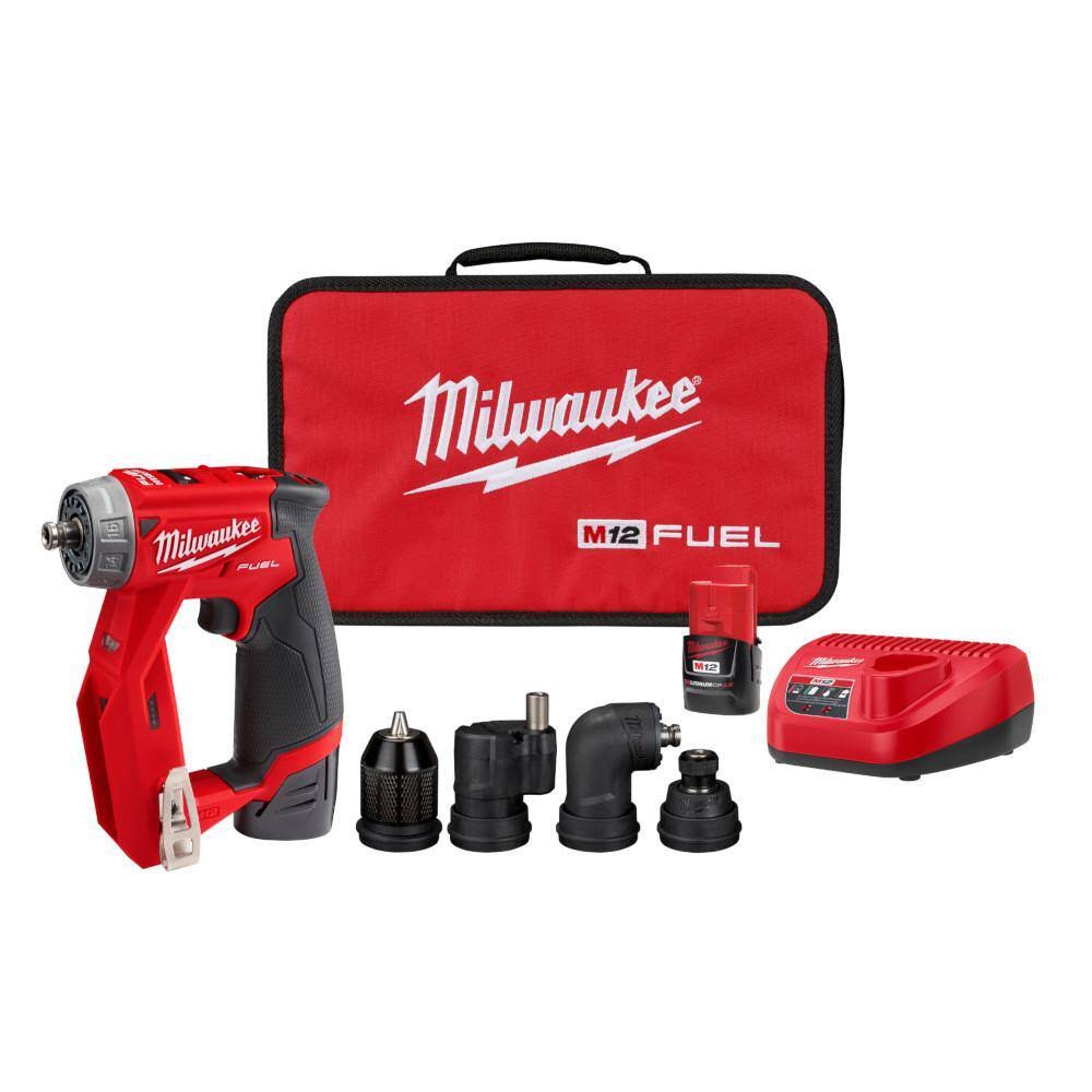 2505-22 M12 FUEL 12V Lithium-Ion Brushless Cordless 4-in-1 Installation 3/8 in. Drill Driver Kit with 4-Tool Heads