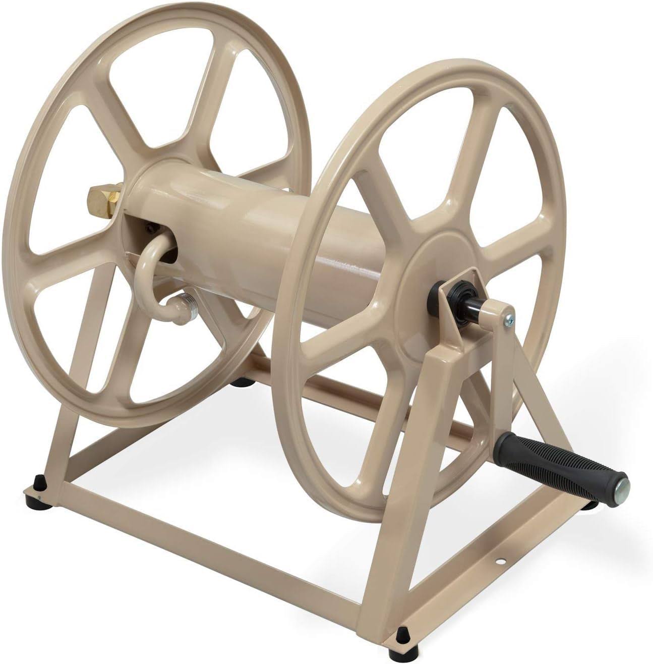 709 Steel Wall/Floor Mounted Hose Reel, Holds 200-Feet of 5/8-Inch Hose   Tan