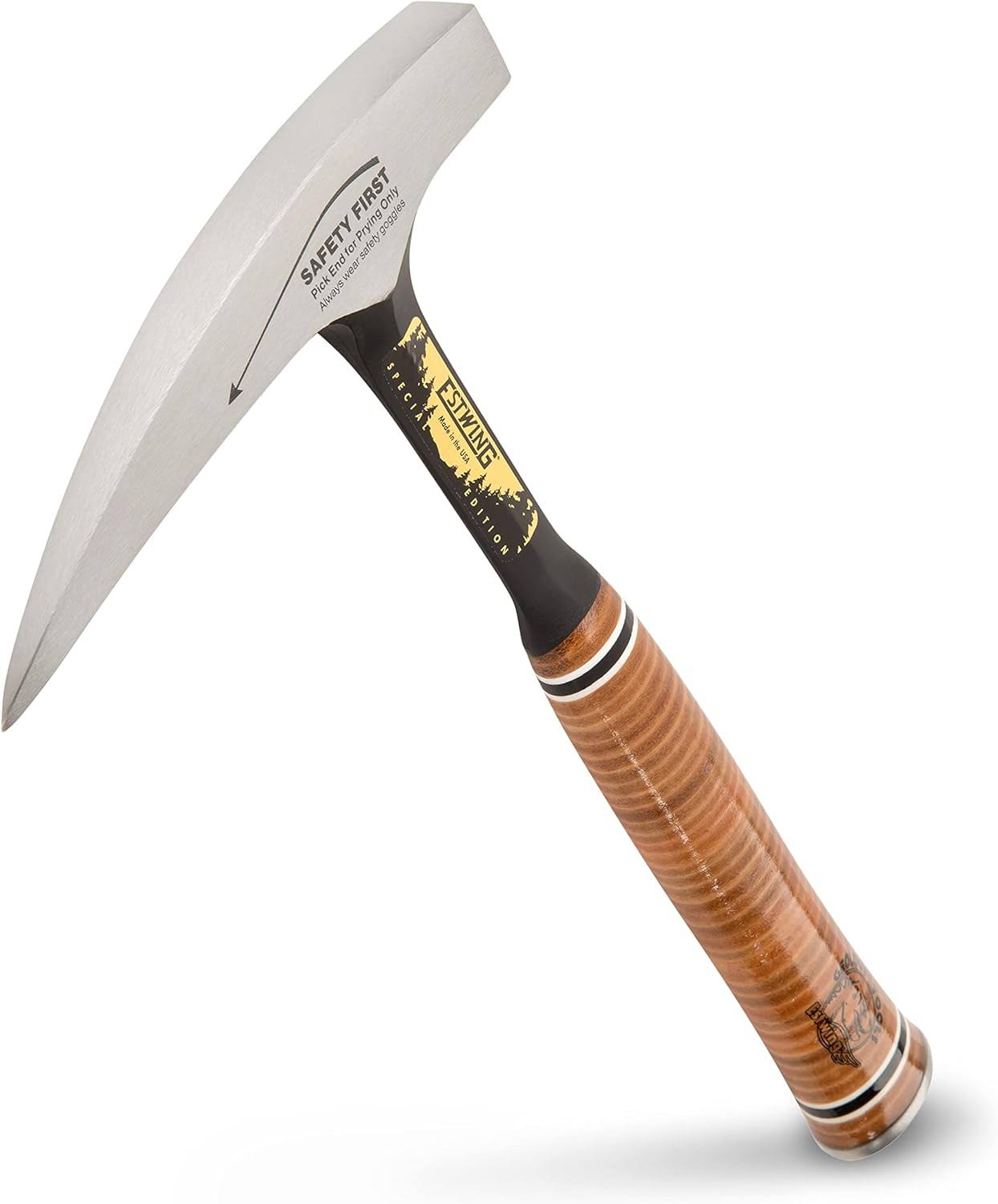 Special Edition Rock Pick   22 oz Geology Hammer with Pointed Tip   Genuine Leather Grip   E30SE