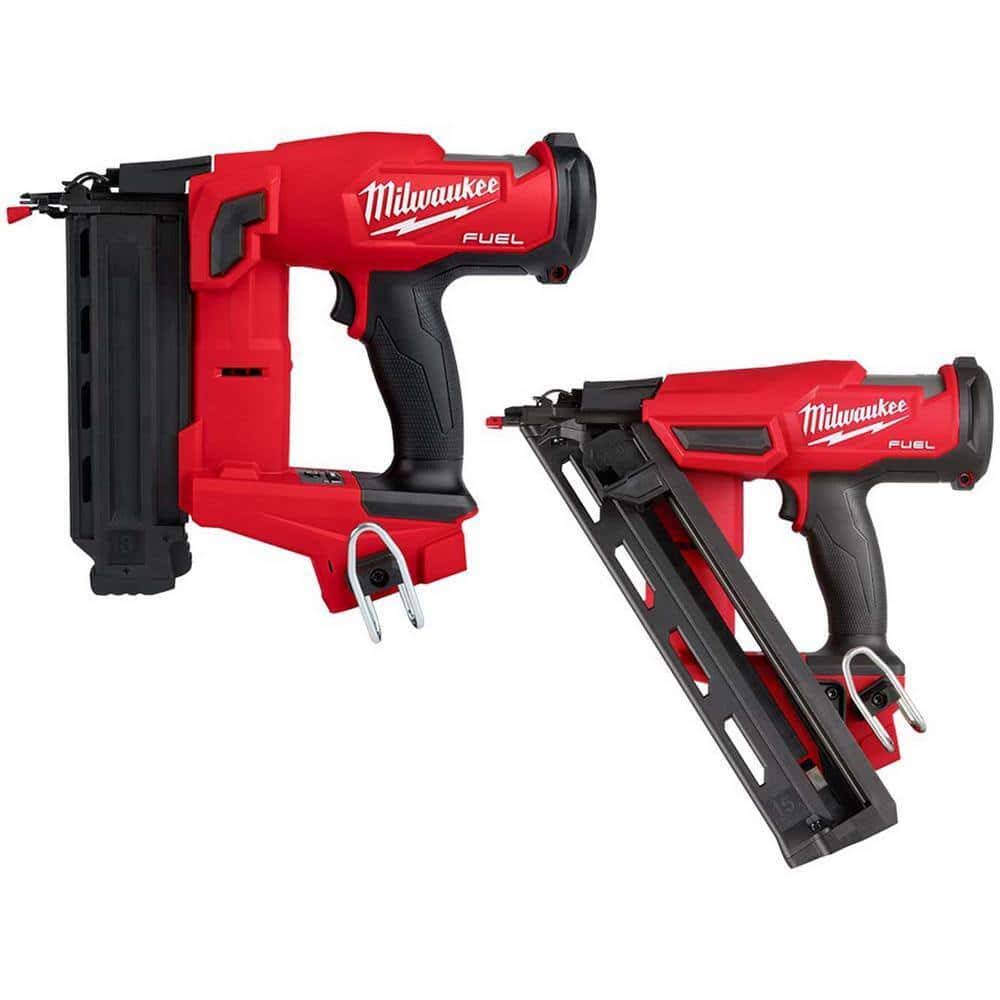 2746-20-2839-20 M18 FUEL Brushless Cordless 18-Gauge Brad Nailer w/M18 FUEL Brushless Cordless 15-Gauge Angled Finish Nailer