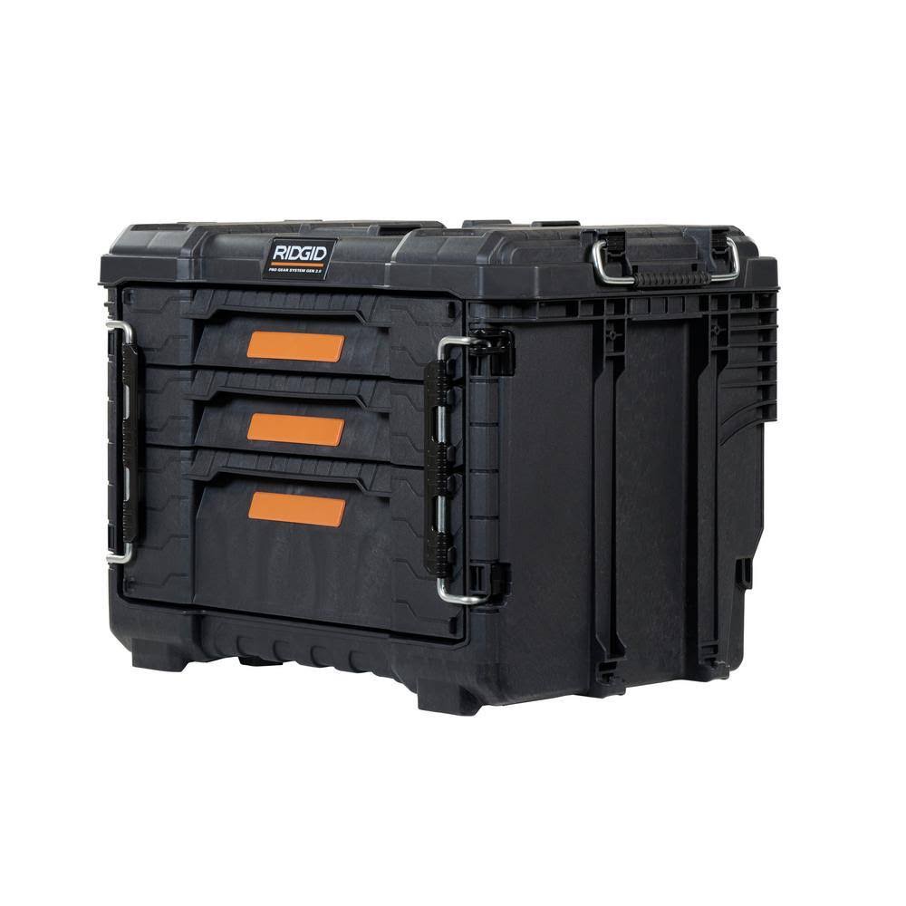 255334 Pro Gear System Gen 2.0 XL 3-Drawers Water and Dust Resistant Durable Tool Box With Dividers For Internal Organization