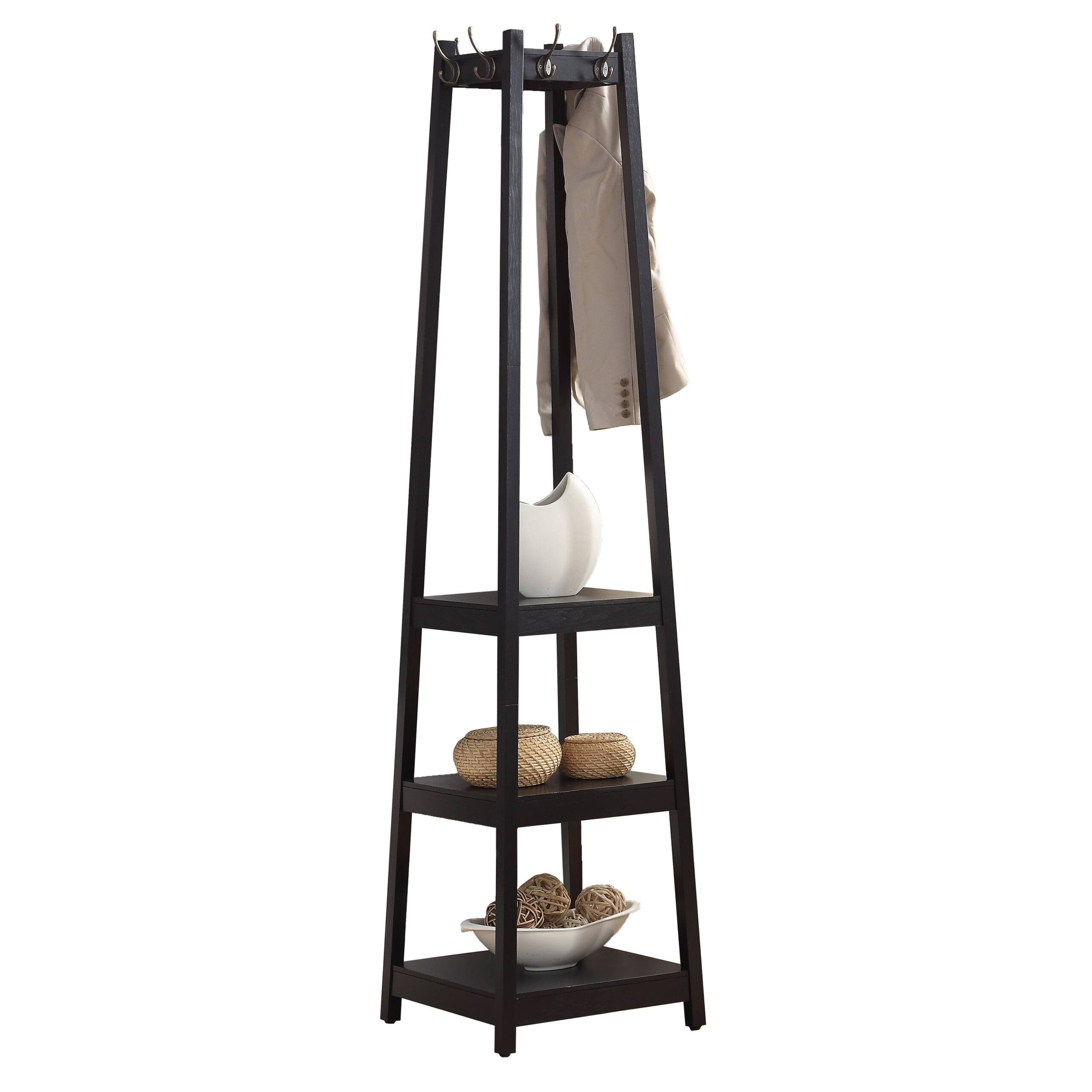 Vassen 3-Tier Storage Shelve Coat Rack, Black