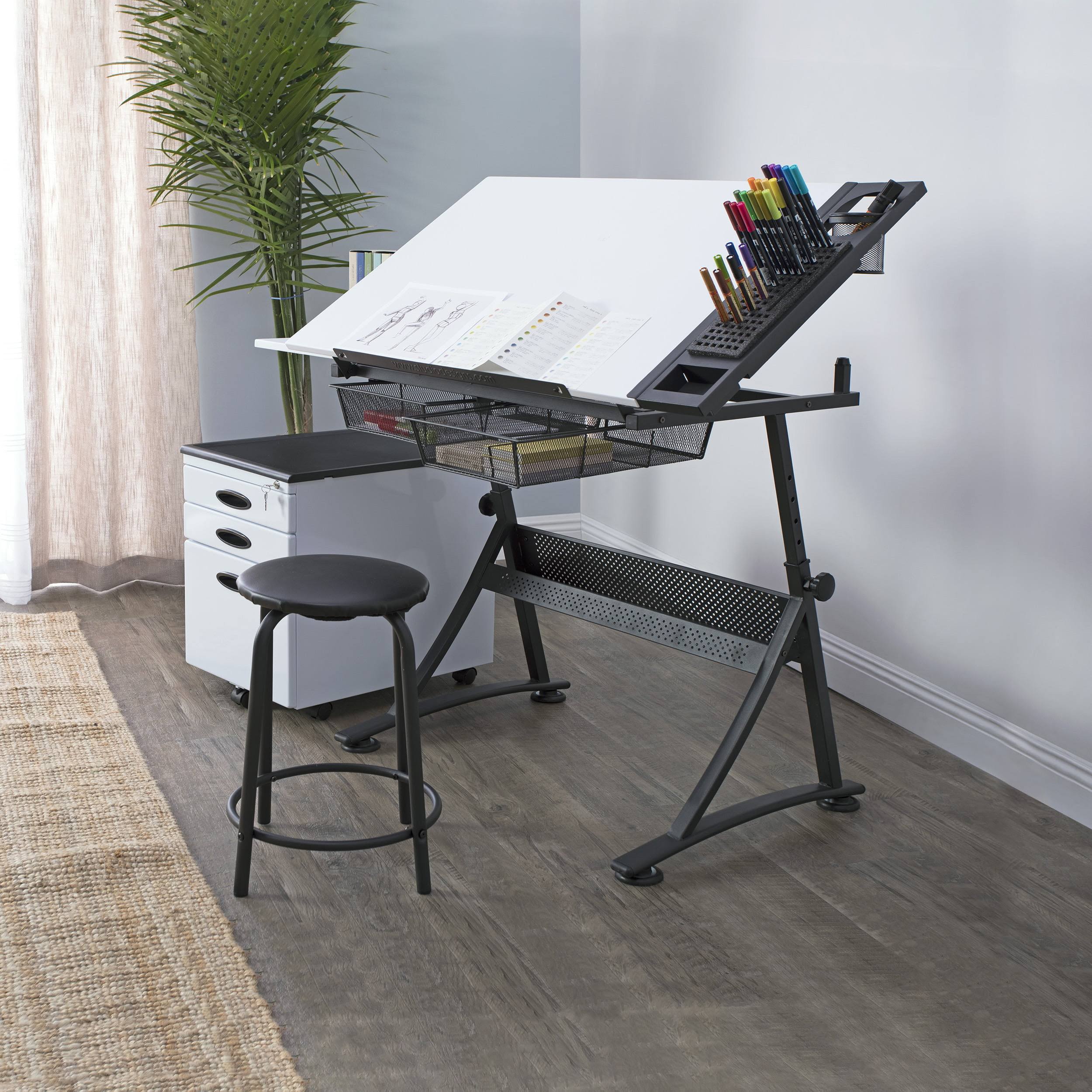 47.75W Laminate Fusion Craft Center Drafting Table White 10102