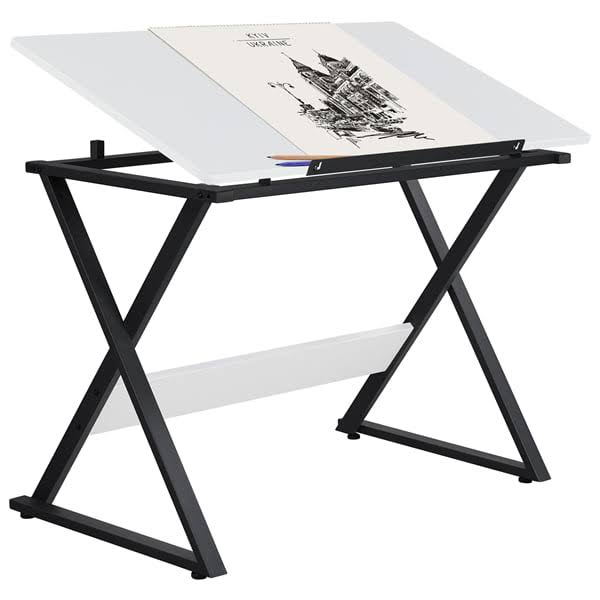 Drawing Board Hobby Drafting Table, White/Black