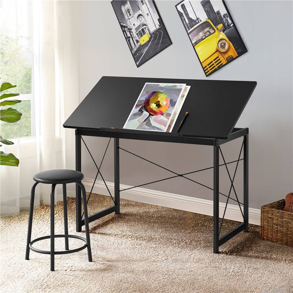 Drafting Table with Adjustable Tabletop, Black