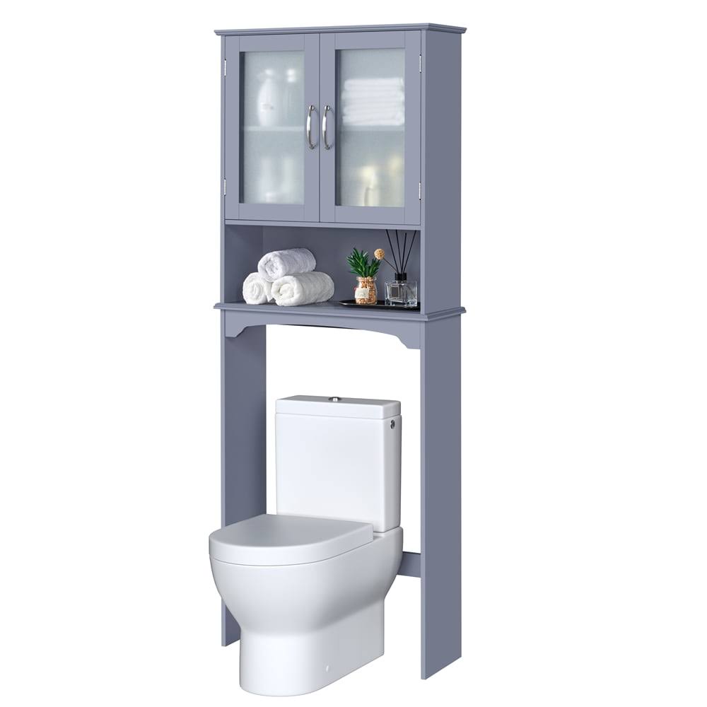 9  Width Over the Toilet Storage Cabinet 3-Shelf for Bathroom, Gray