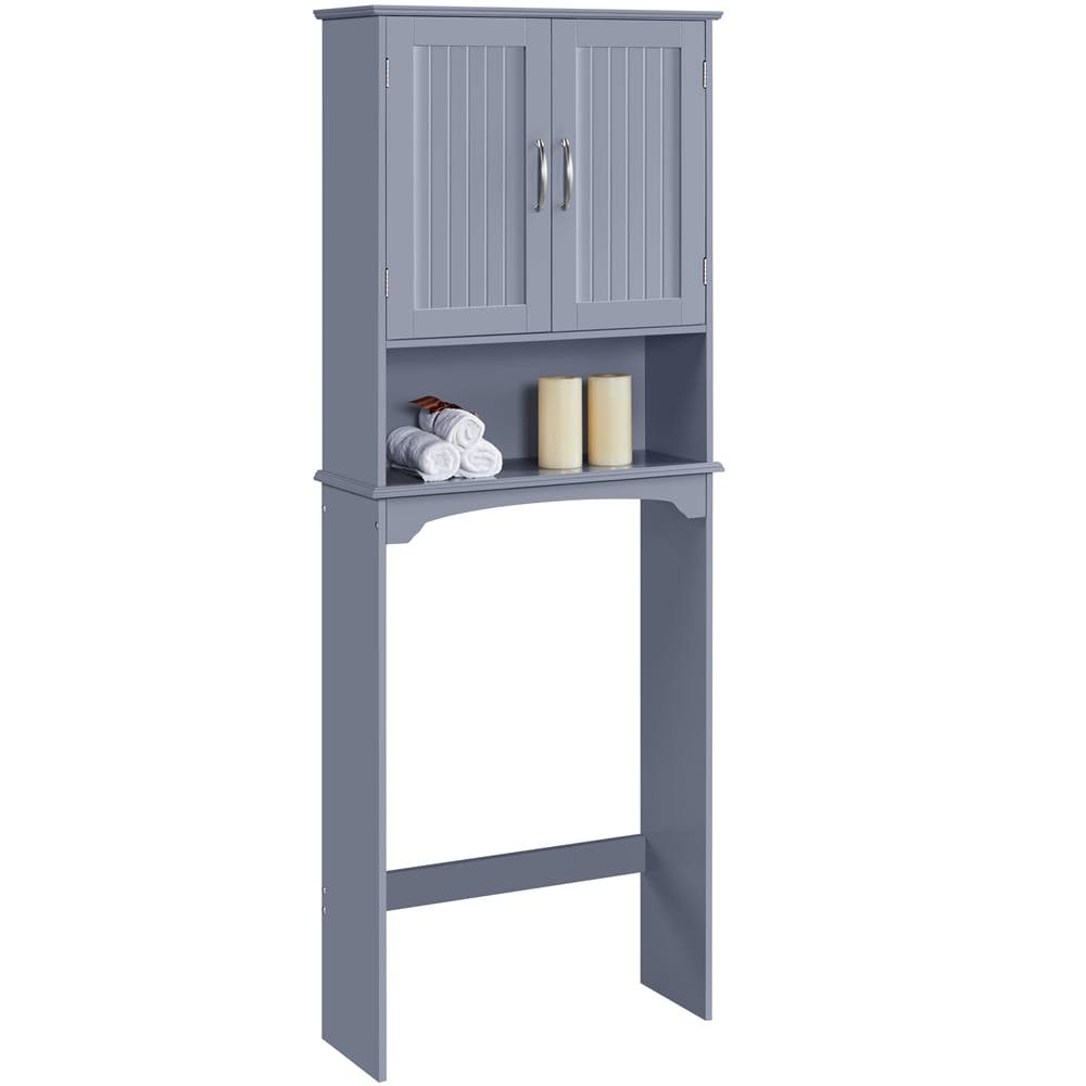 Over The Toilet Cabinet MDF Bathroom Storage Organizer with Adjustable Shelf, Gray