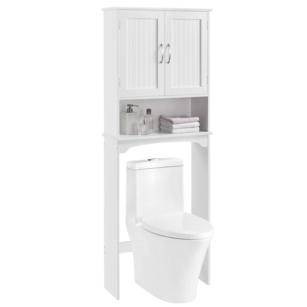 Over The Toilet Cabinet MDF Bathroom Storage Organizer with Adjustable Shelf, White
