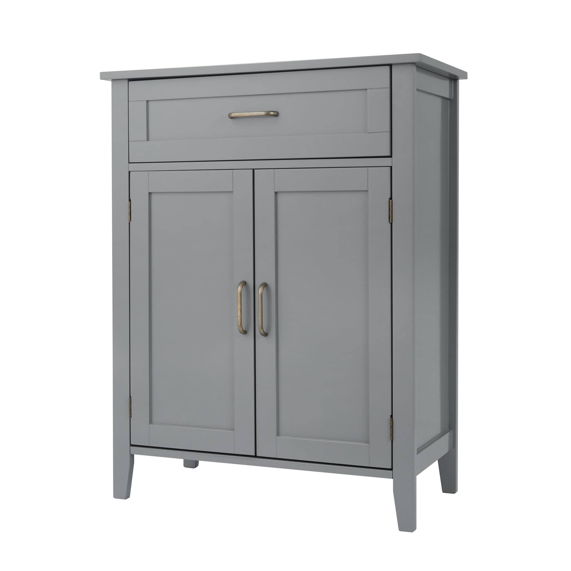 Mercer Mid Century Modern Wooden Floor Storage Cabinet, Gray