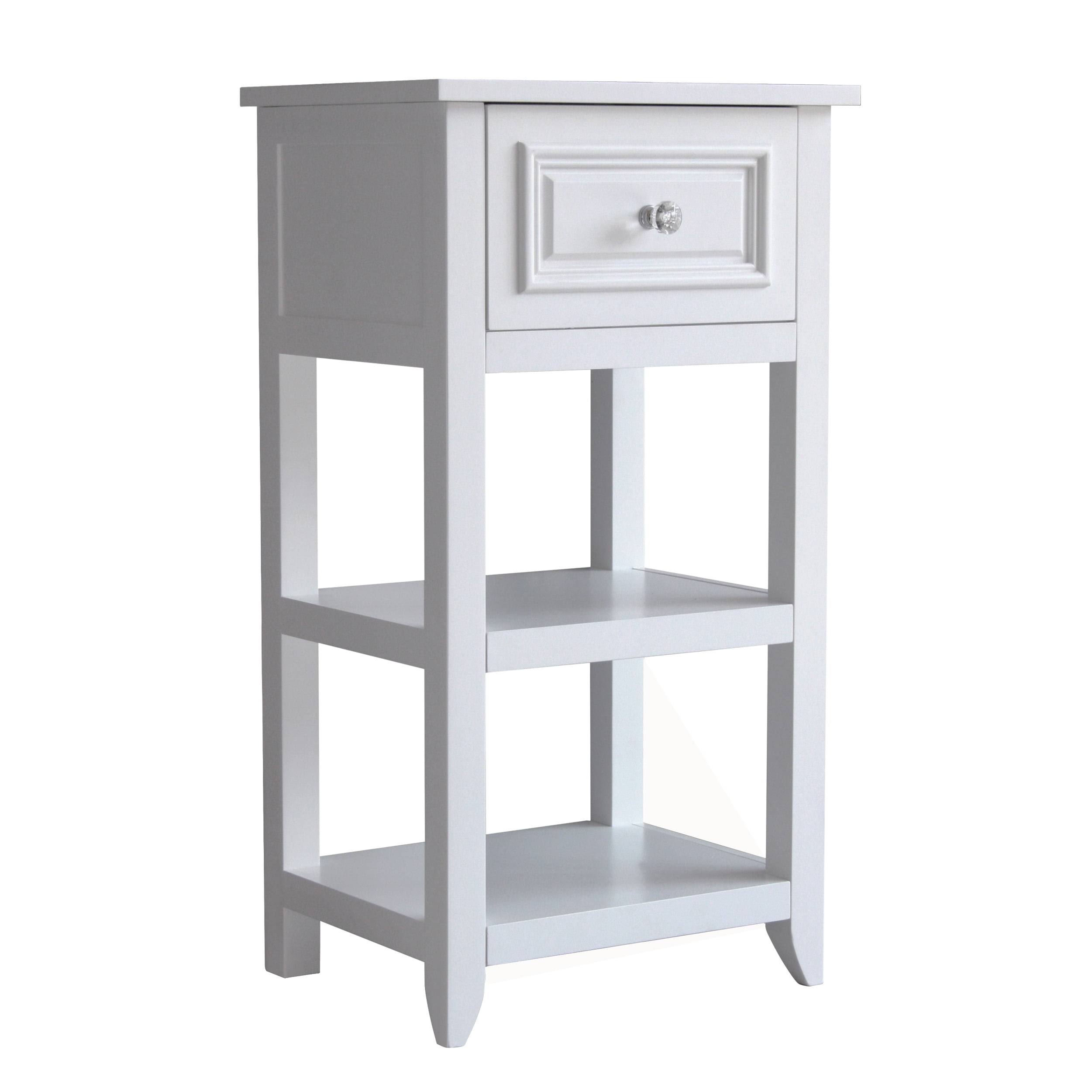 Dawson Wooden Floor Cabinet with Cross Molding and Drawer, White