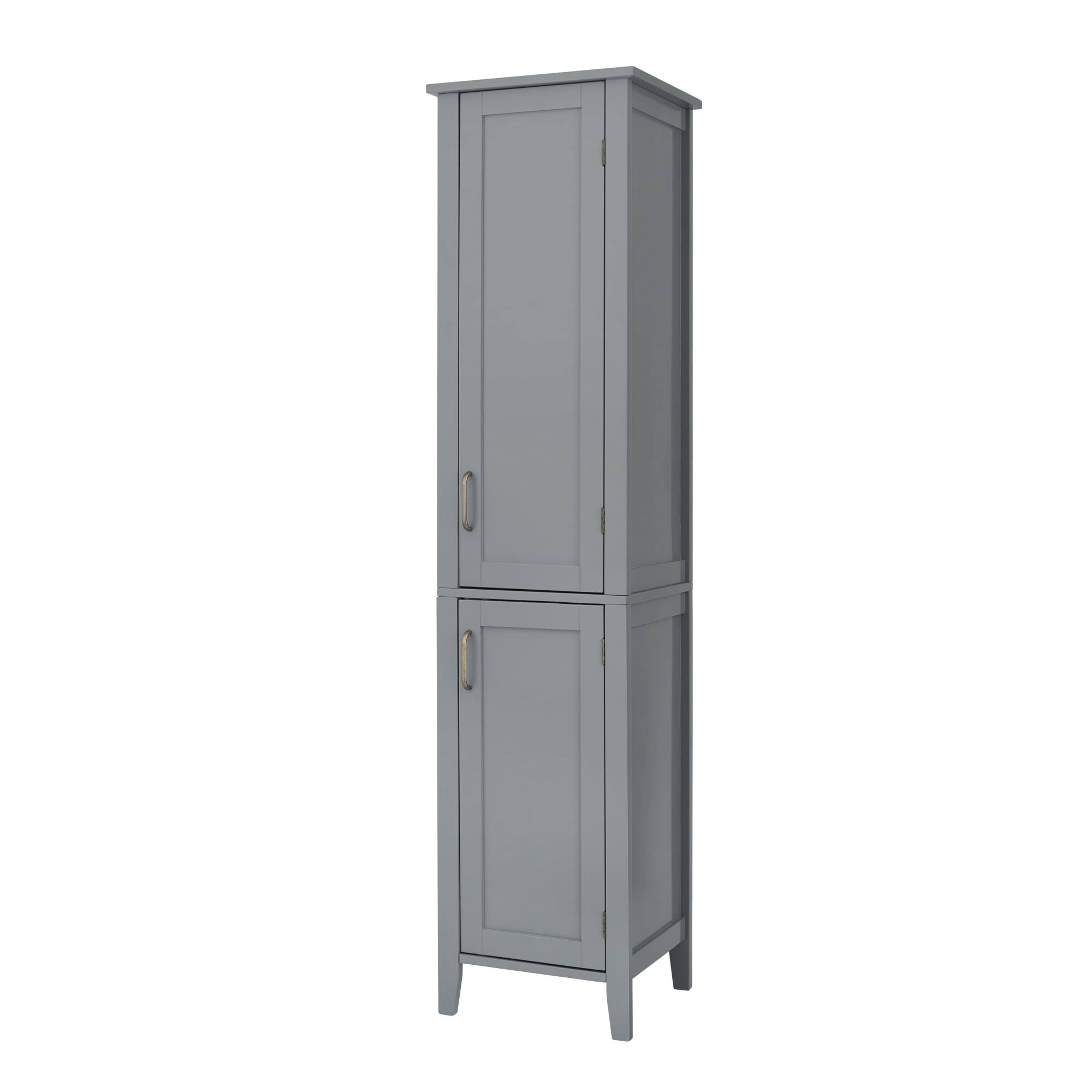 Mercer Mid Century Modern Bathroom Linen Tower Storage with Two Doors, Gray