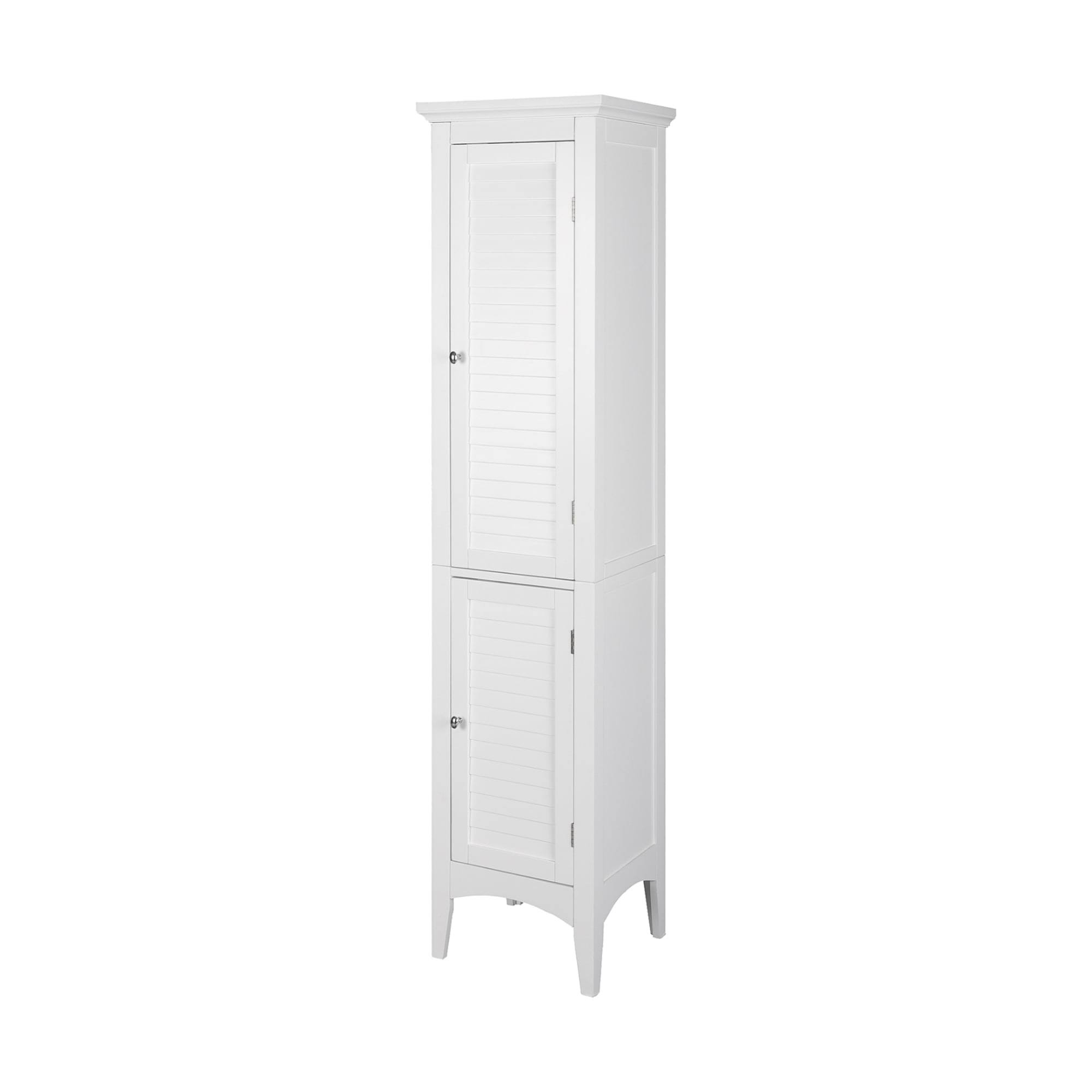 Glancy Bathroom Storage Linen Cabinet with 2 Doors 5 Tier Shelves, White