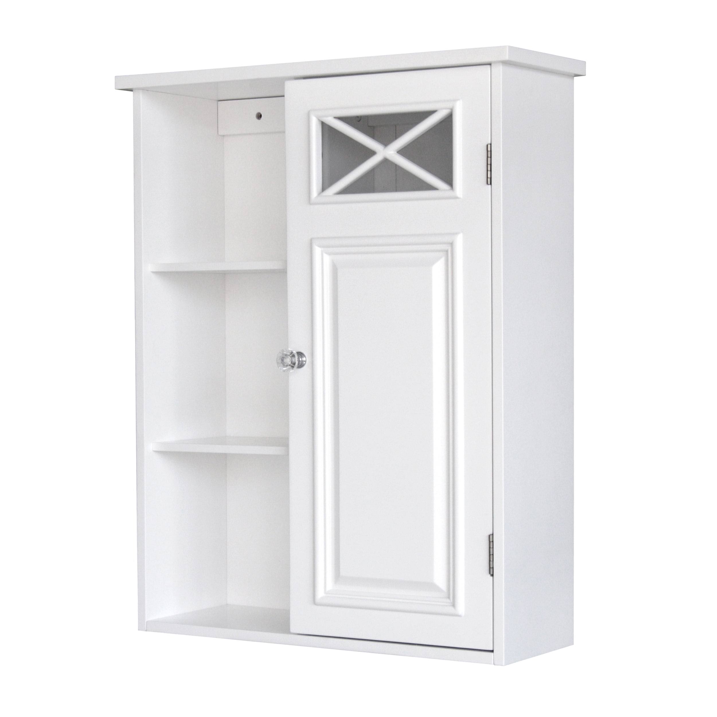 Dawson Removable Wooden Wall Cabinet with Cross Molding, White