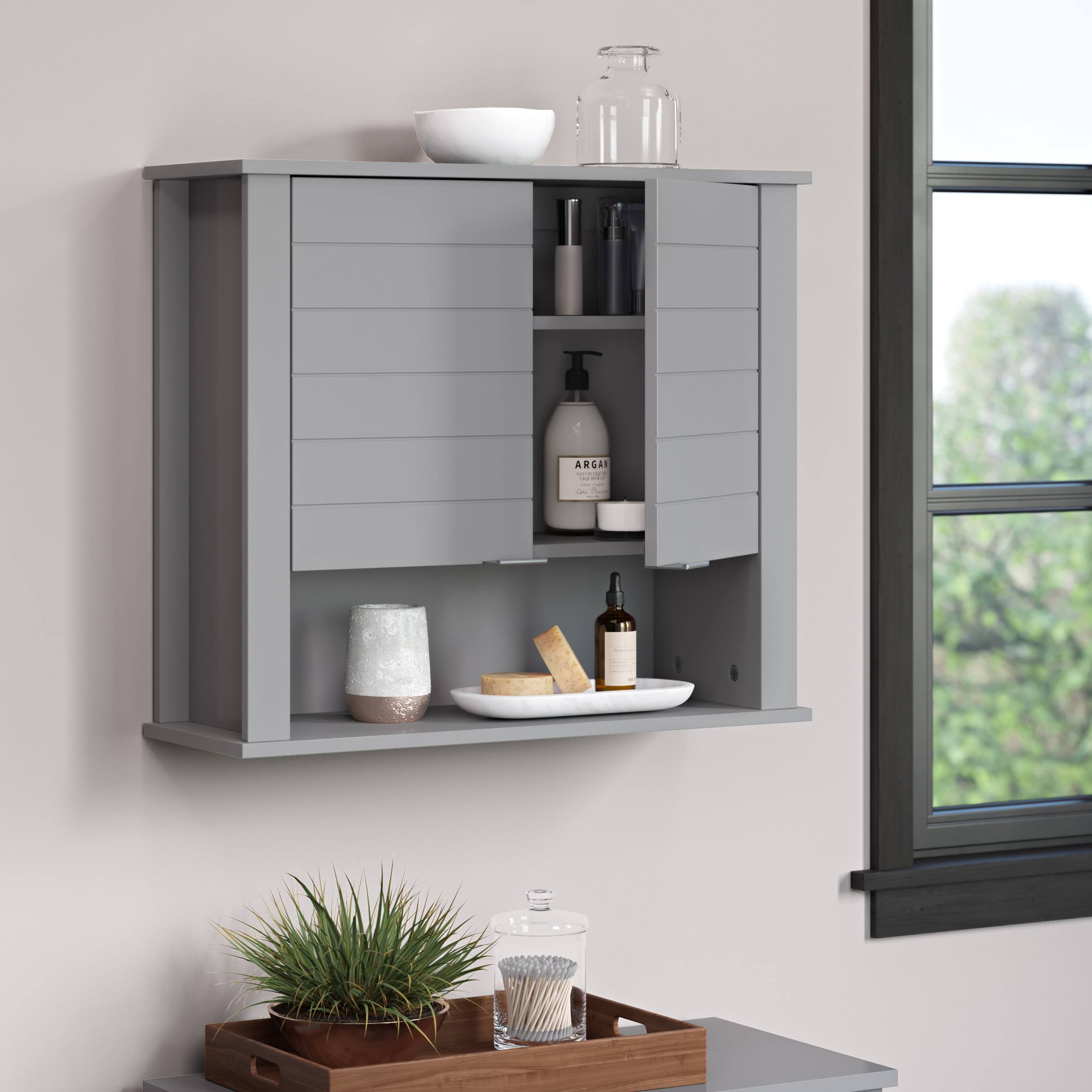 Home Madison Two-Door Wall Storage Cabinet, Gray