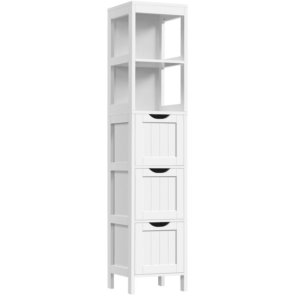 Modern Bathroom Storage Cabinet, 12  L x 12  W x 56  H, White