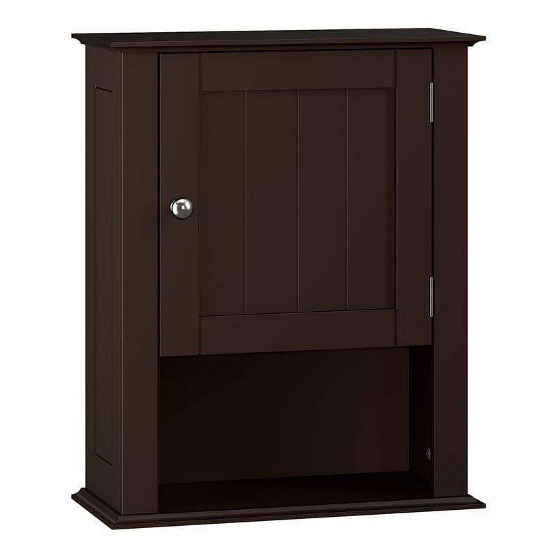 Home Ashland Collection Bath Single Door Wall Cabinet with Open Shelf, Espresso